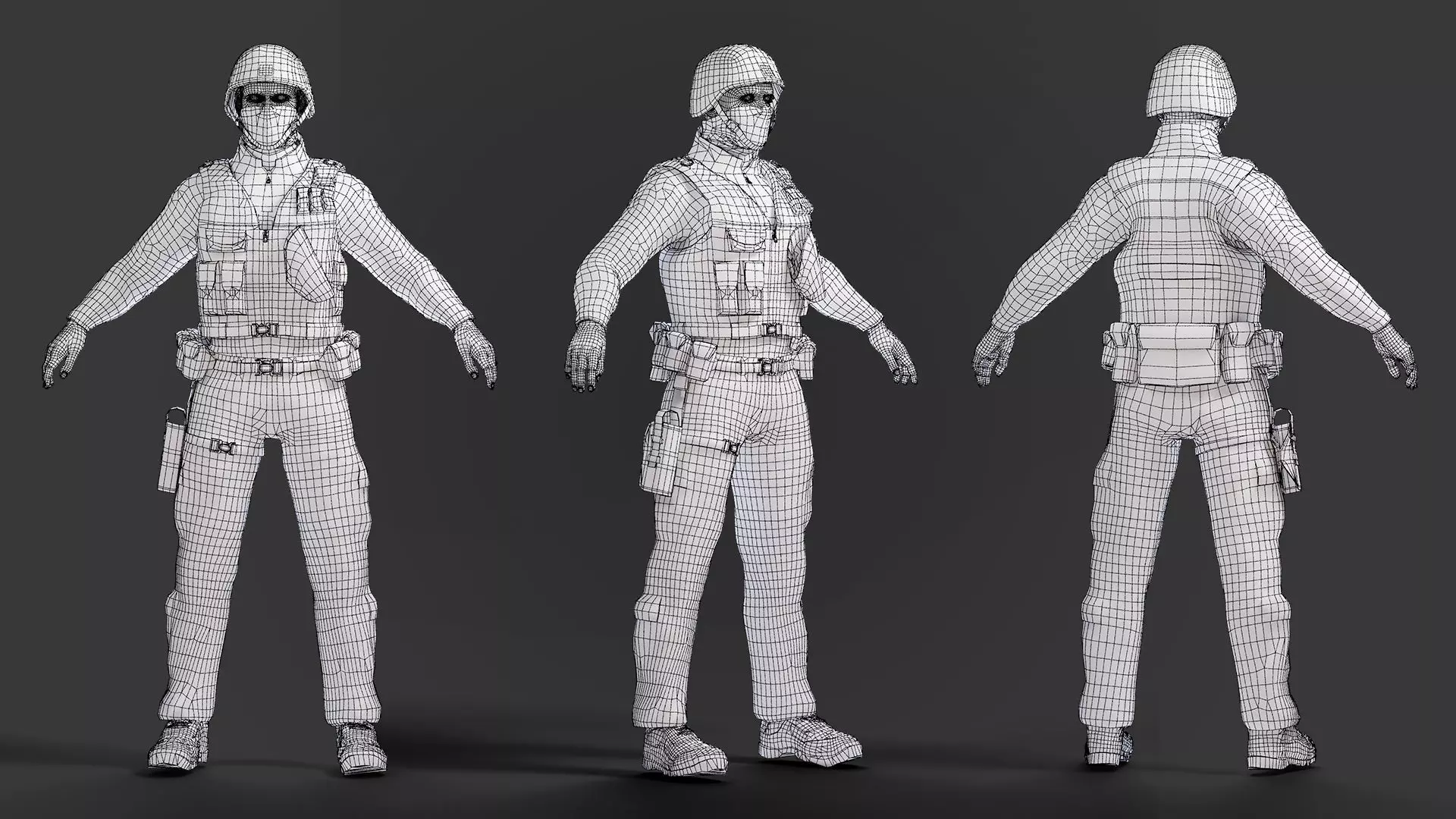 Military Game Ready Character Low-poly 3D model_7