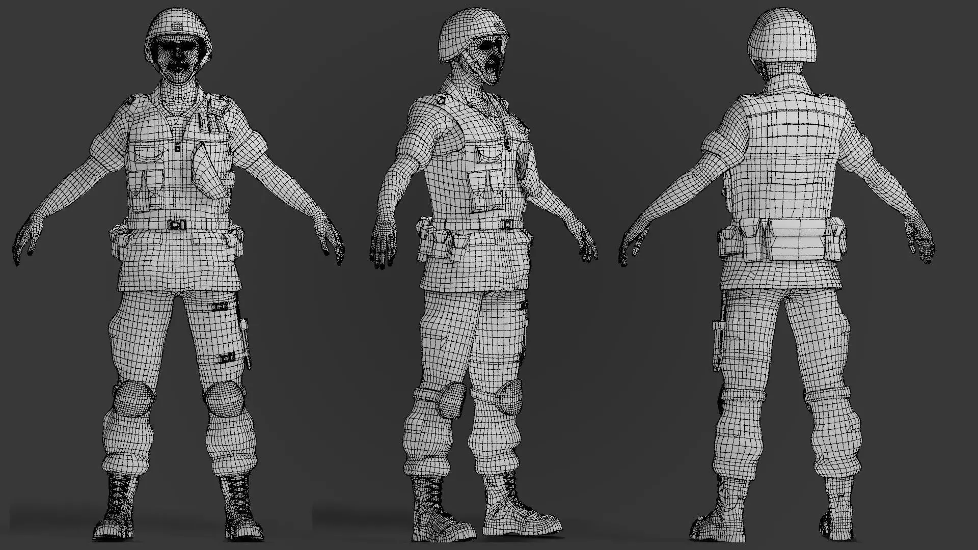 Military Game Ready Character Low-poly 3D model_35