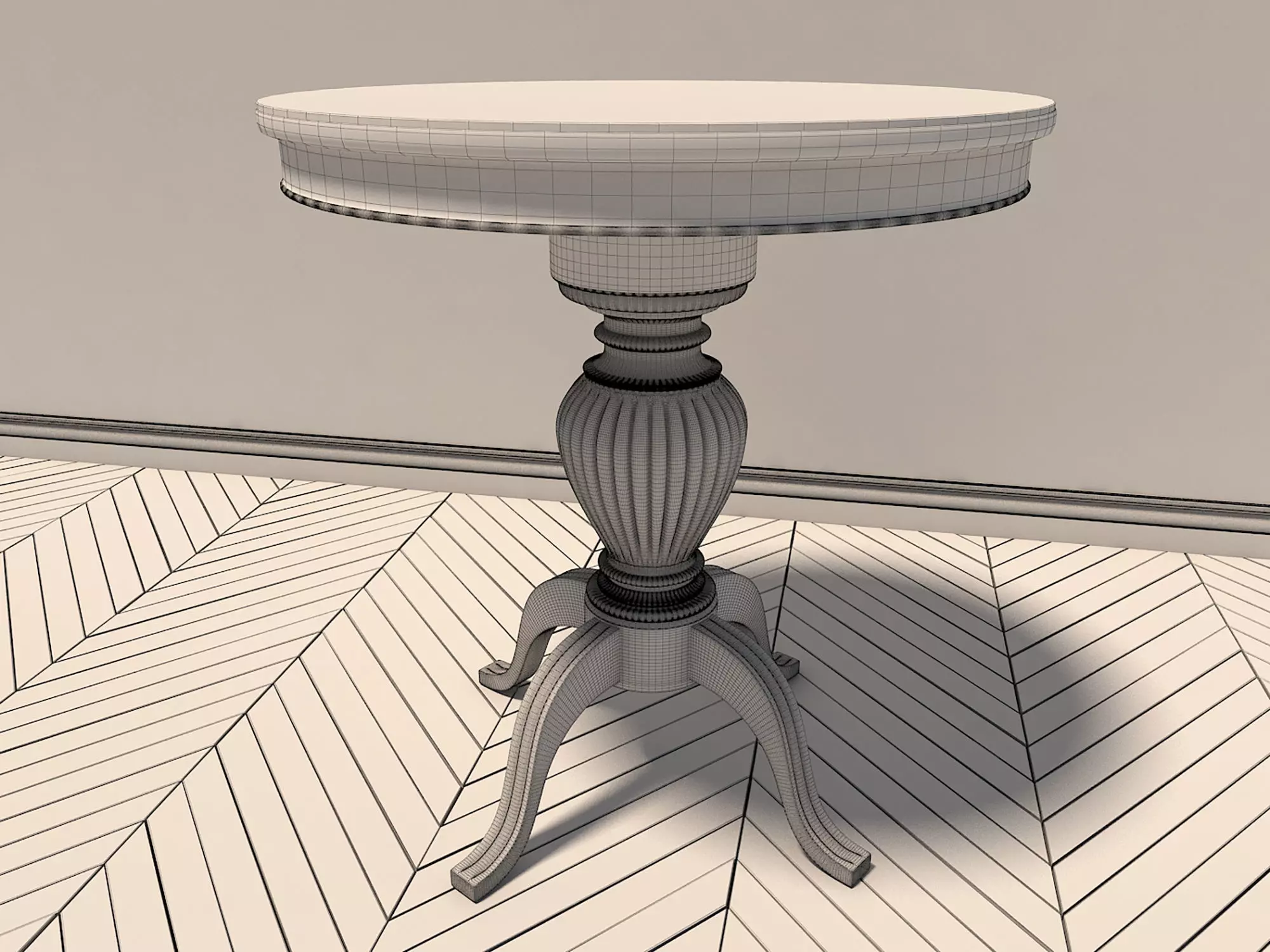 Classic European Style Coffee Table and Armchair 2 3D model_11