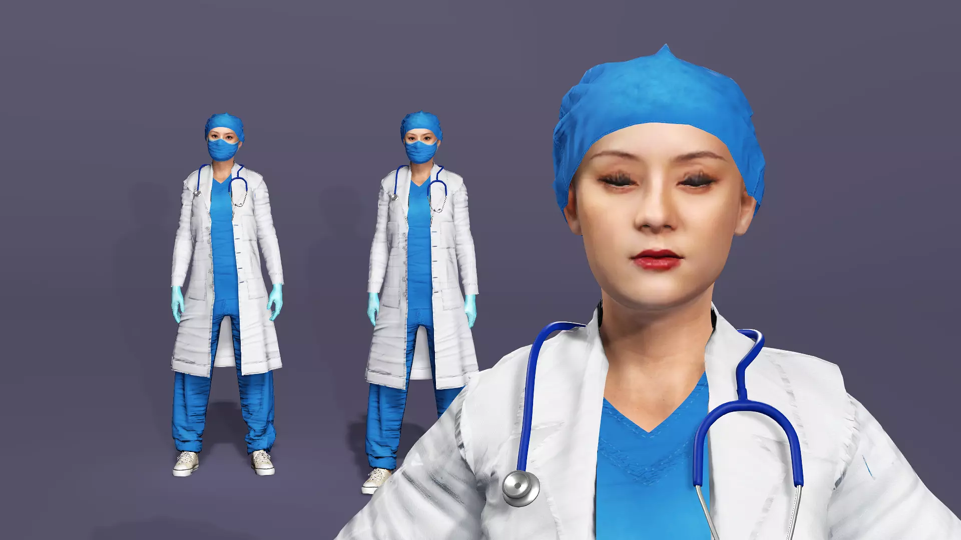 Realistic Female Doctor UE Standard Rigged Asian beauty Low-poly 3D model_2