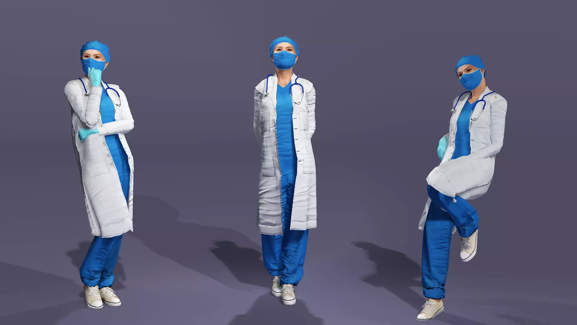 Realistic Female Doctor UE Standard Rigged Asian beauty Low-poly 3D model_10