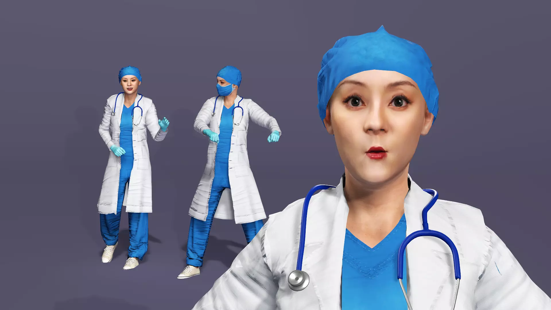 Realistic Female Doctor UE Standard Rigged Asian beauty Low-poly 3D model_6