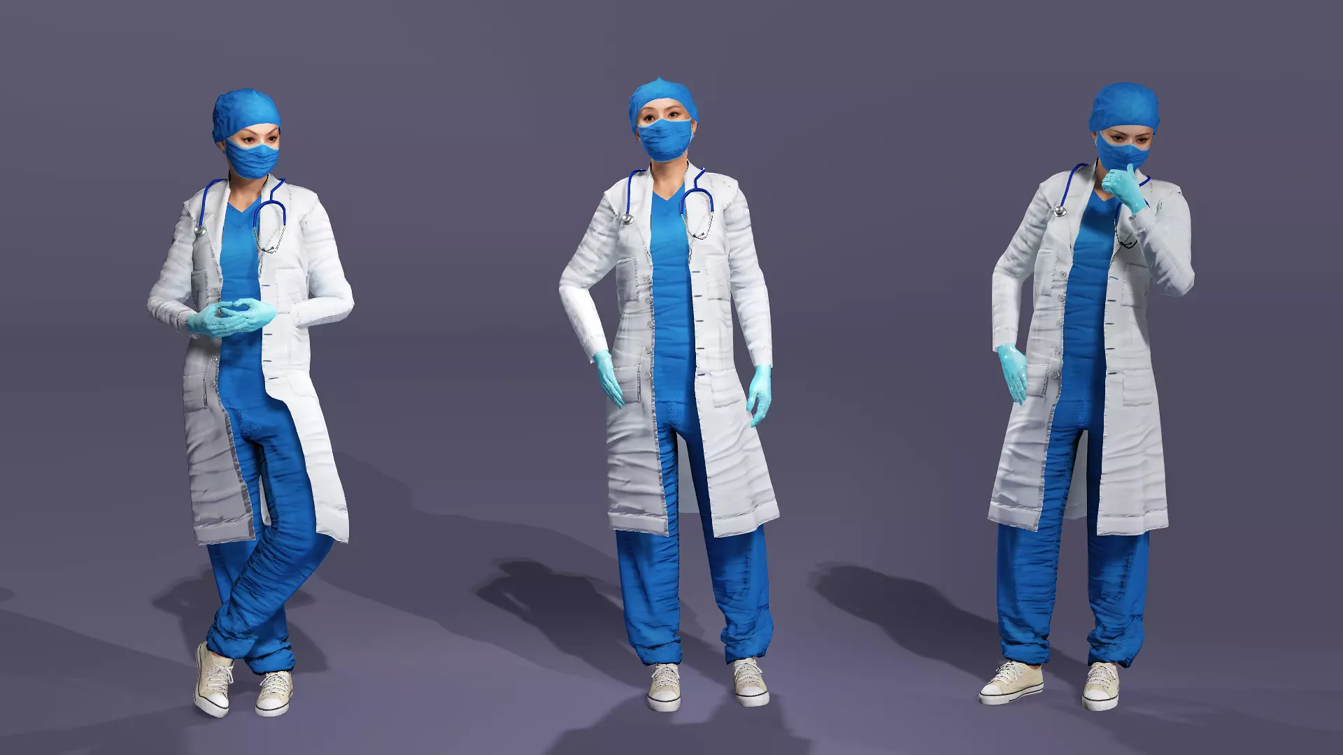 Realistic Female Doctor UE Standard Rigged Asian beauty Low-poly 3D model_9