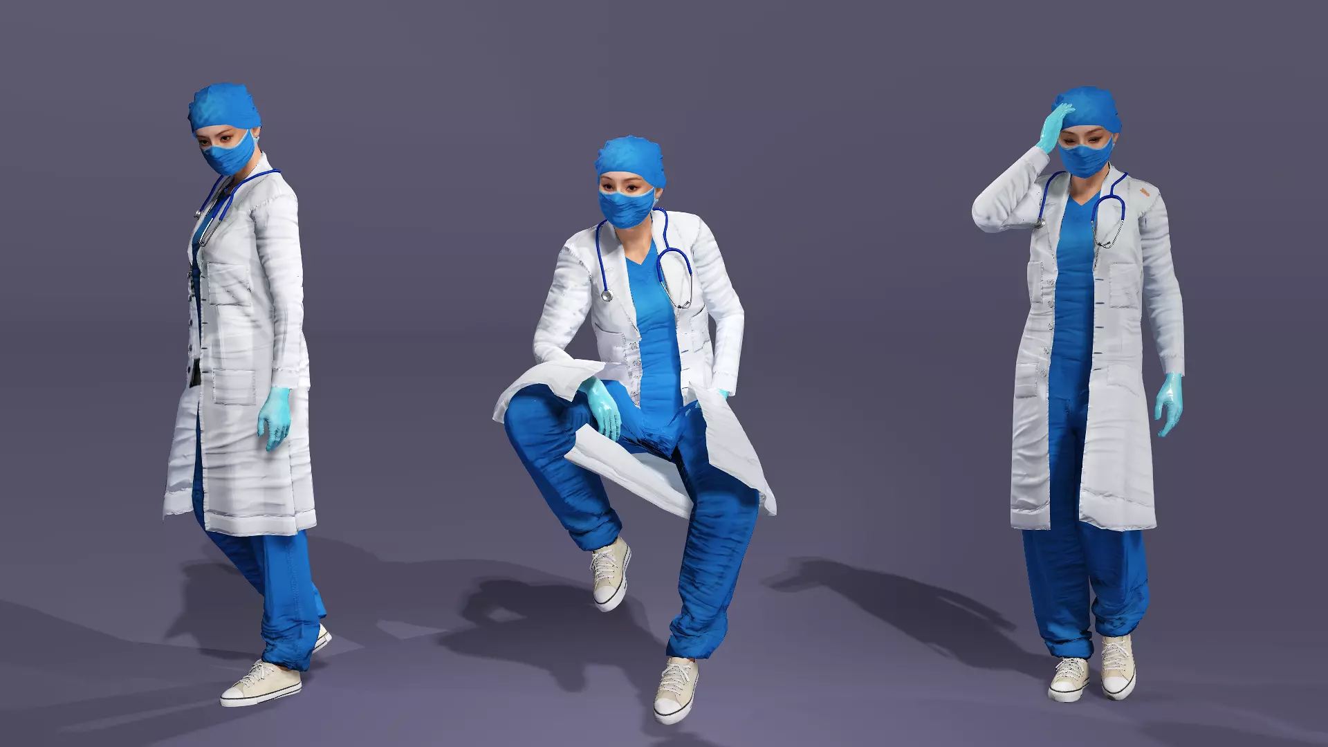 Realistic Female Doctor UE Standard Rigged Asian beauty Low-poly 3D model_8