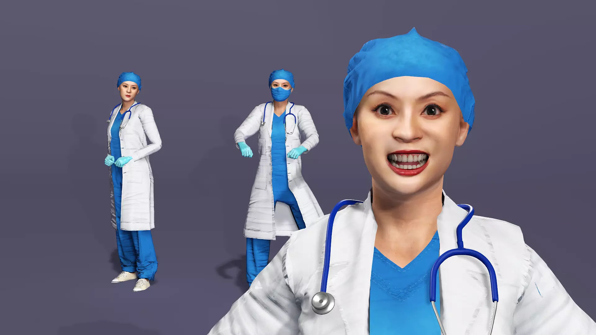 Realistic Female Doctor UE Standard Rigged Asian beauty Low-poly 3D model_3