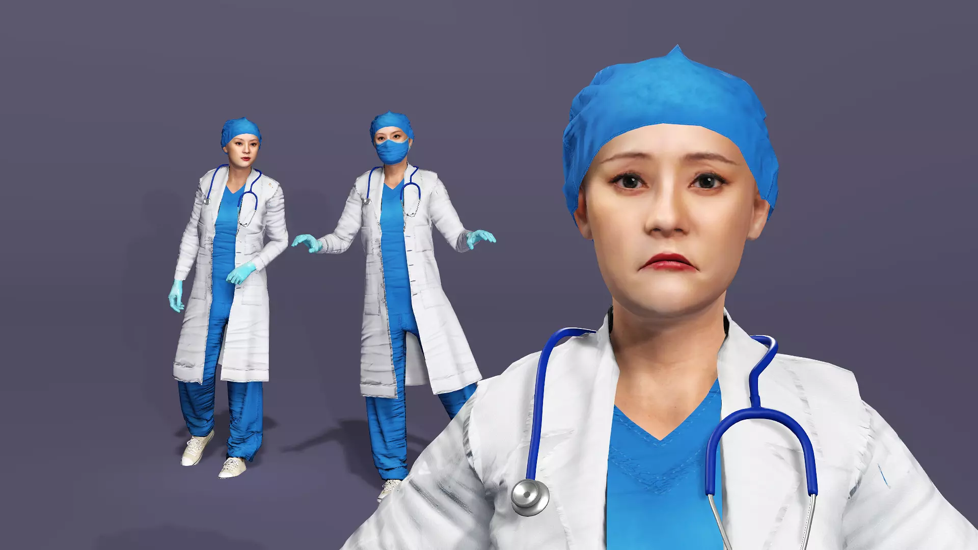 Realistic Female Doctor UE Standard Rigged Asian beauty Low-poly 3D model_5