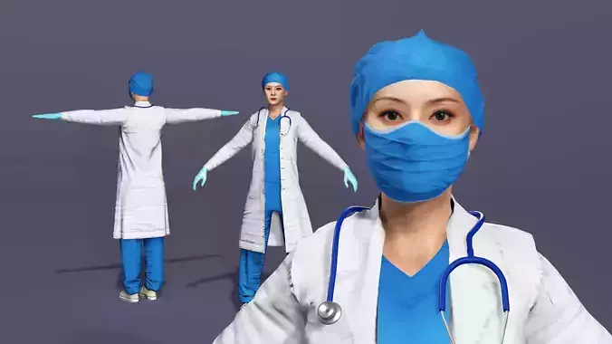 Realistic Female Doctor UE Standard Rigged Asian beauty Low-poly 3D model Realistic Female Doctor UE Standard Rigged Asian beauty Low-poly 3D model
