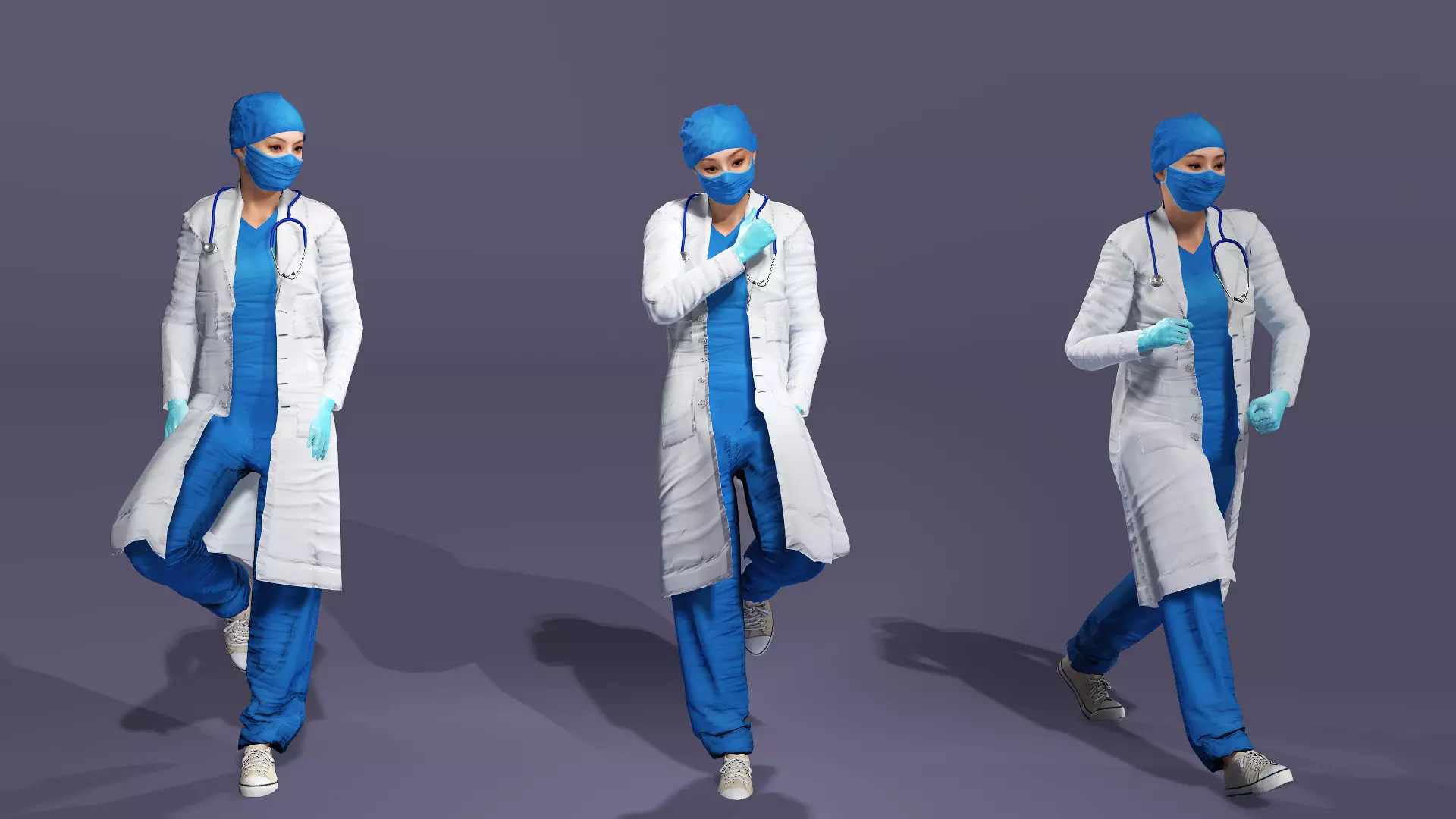 Realistic Female Doctor UE Standard Rigged Asian beauty Low-poly 3D model_7