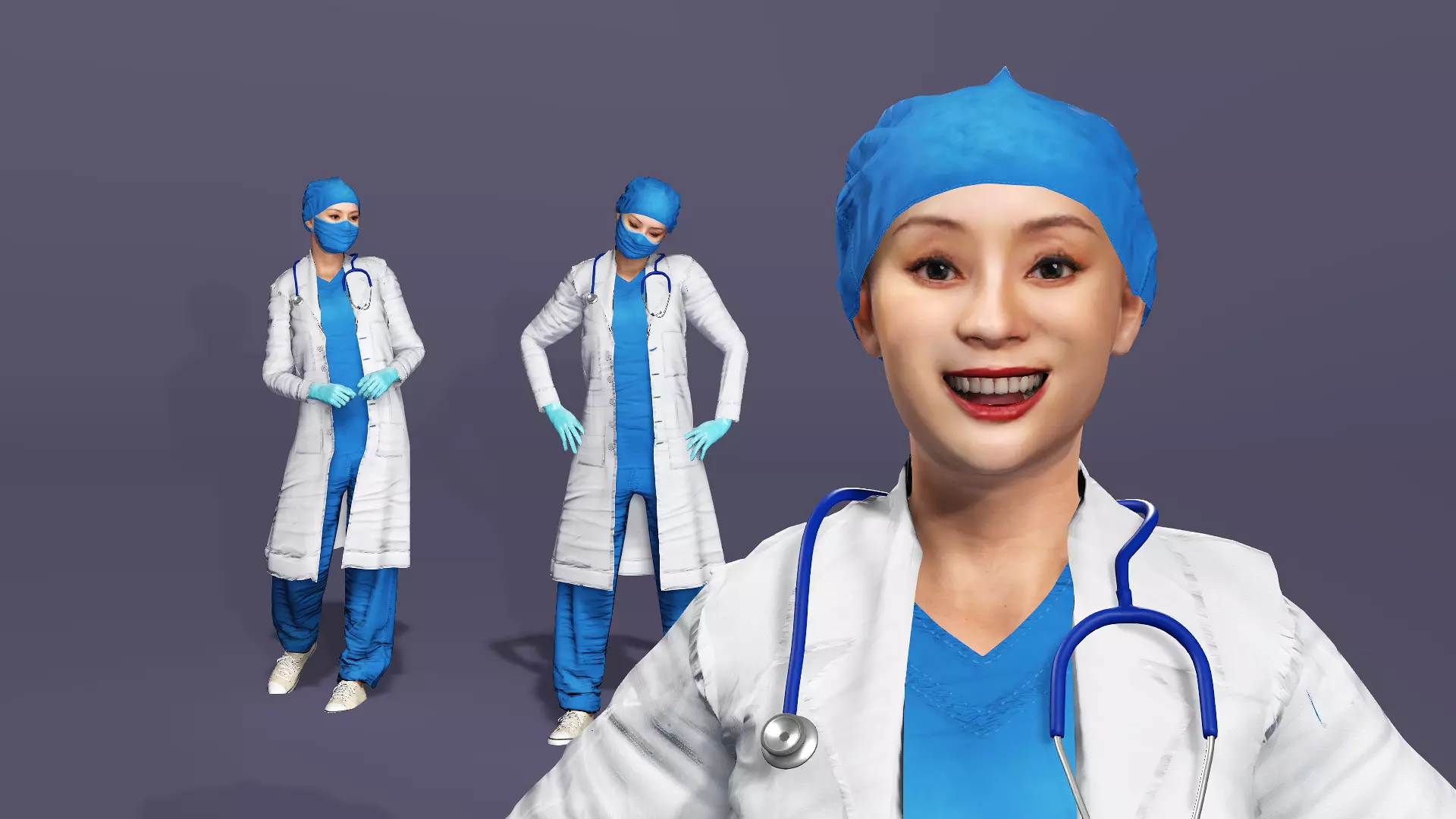 Realistic Female Doctor UE Standard Rigged Asian beauty Low-poly 3D model_4