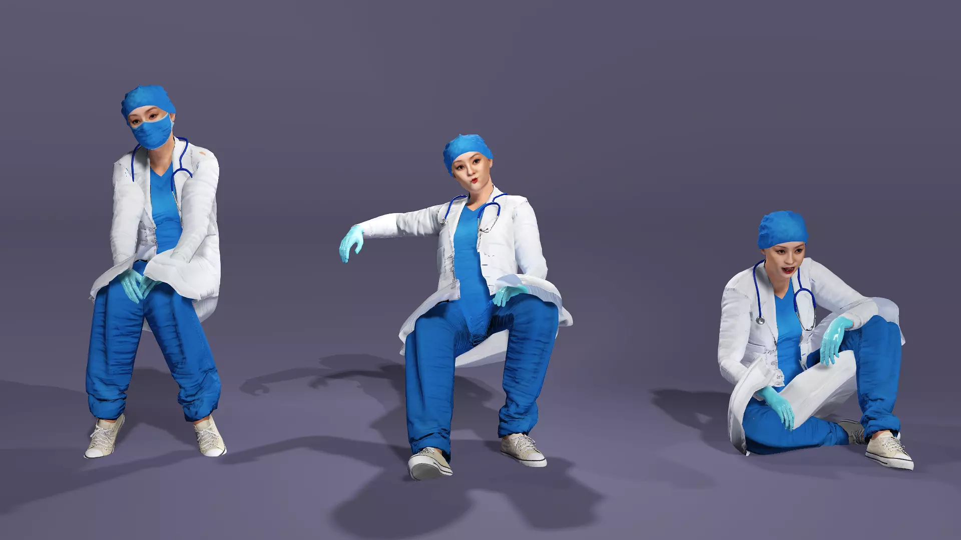 Realistic Female Doctor UE Standard Rigged Asian beauty Low-poly 3D model_11