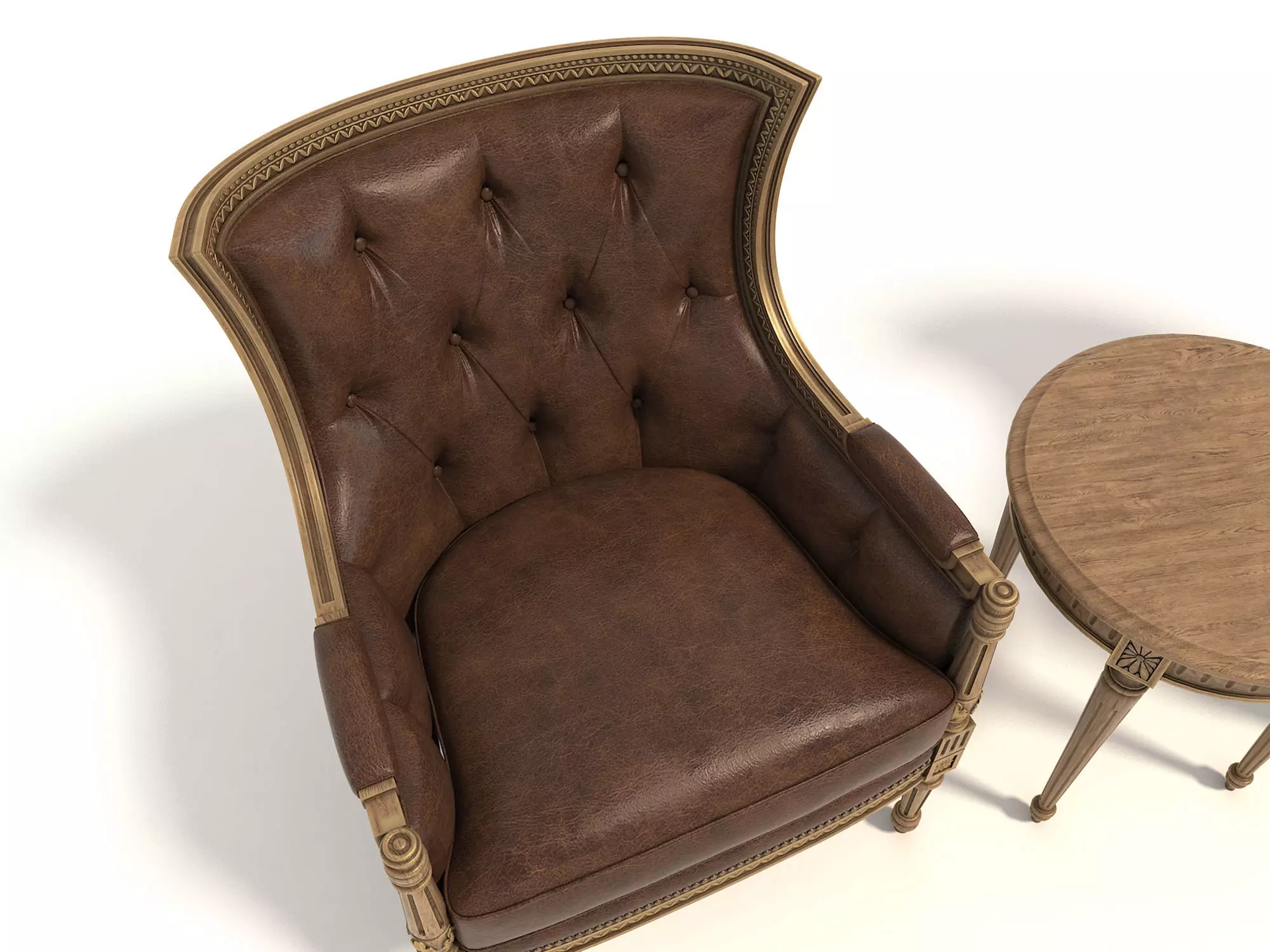 Classic European Style Coffee Table and Armchair 3 3D model_4