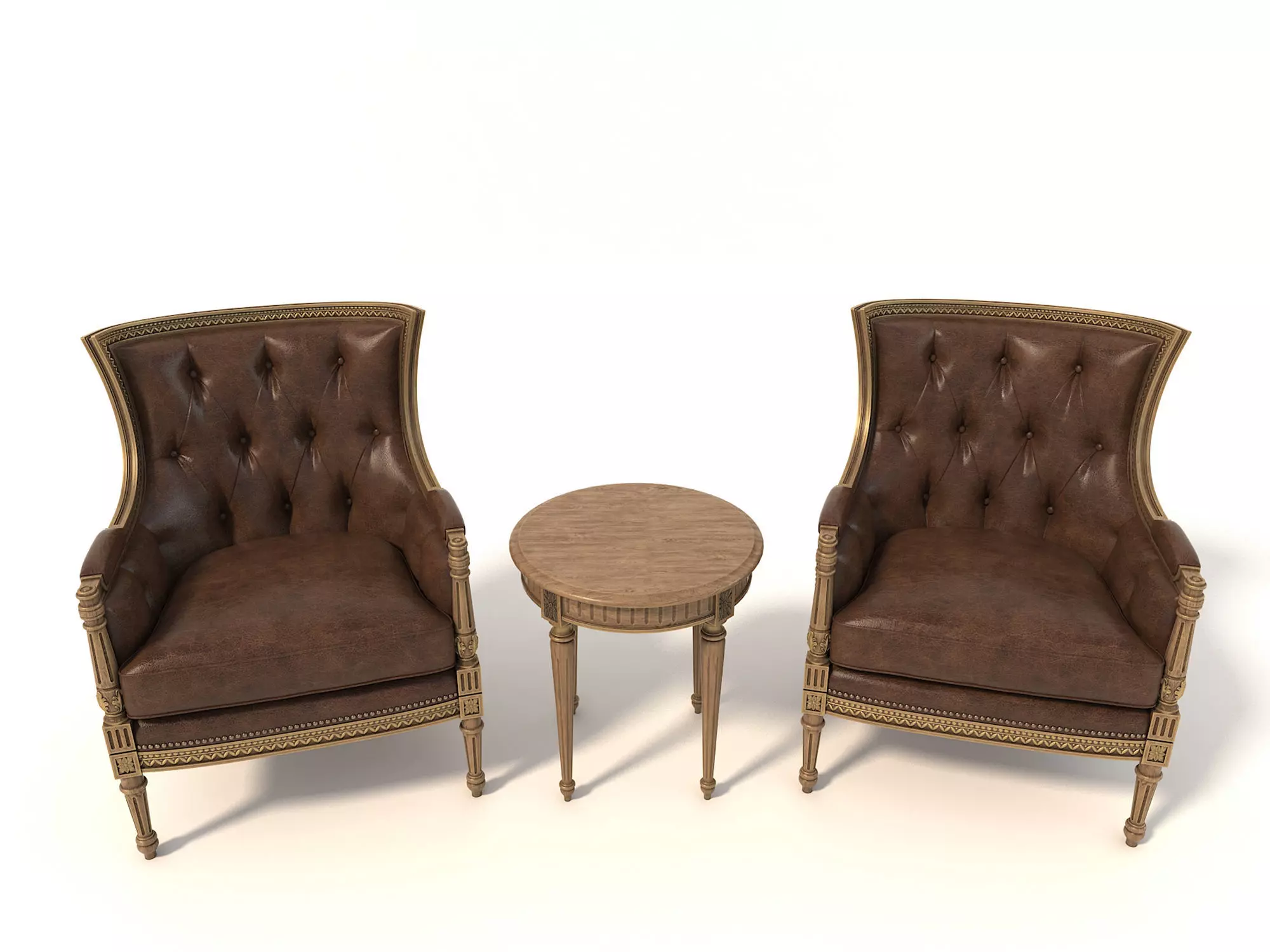 Classic European Style Coffee Table and Armchair 3 3D model_1
