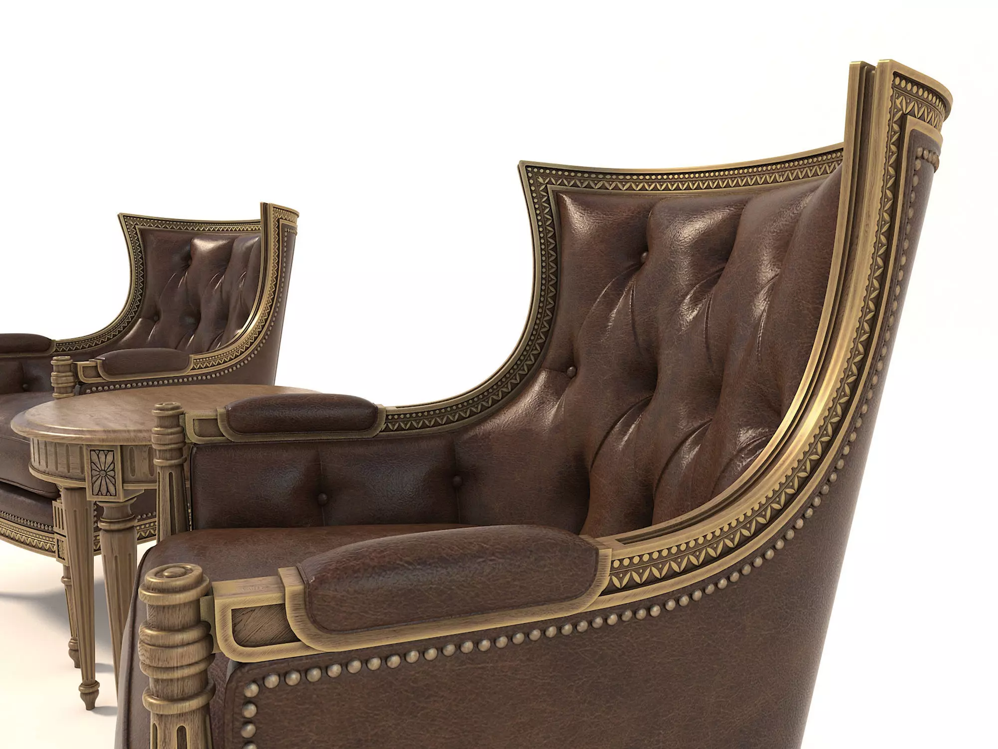 Classic European Style Coffee Table and Armchair 3 3D model_9