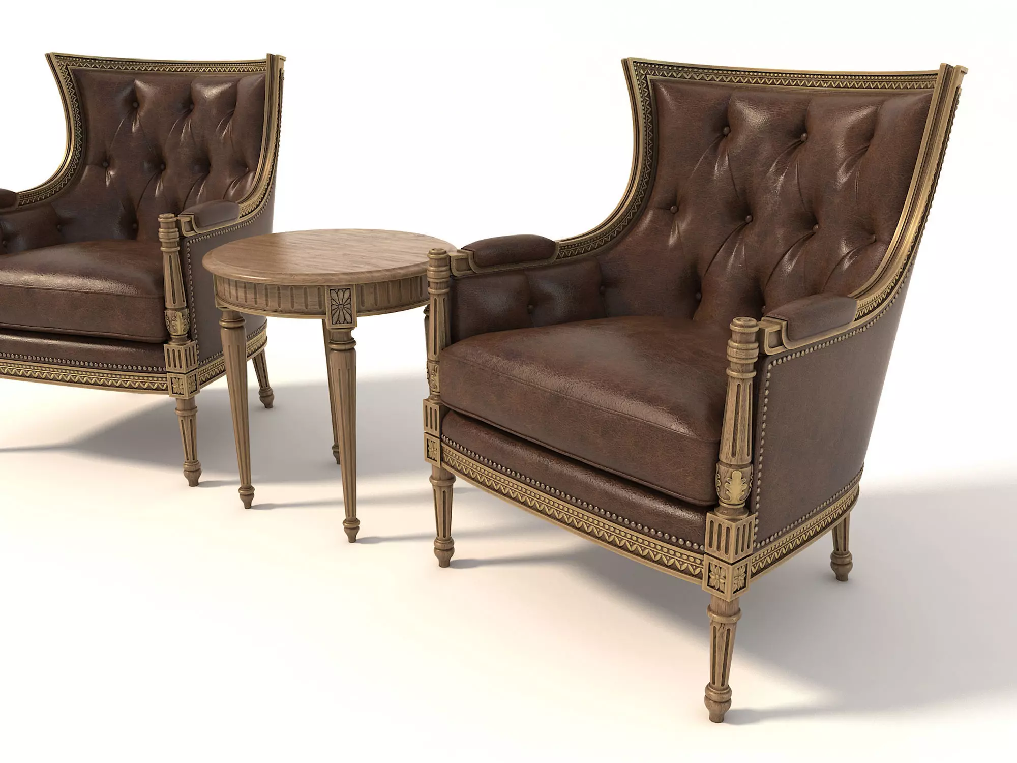 Classic European Style Coffee Table and Armchair 3 3D model_6