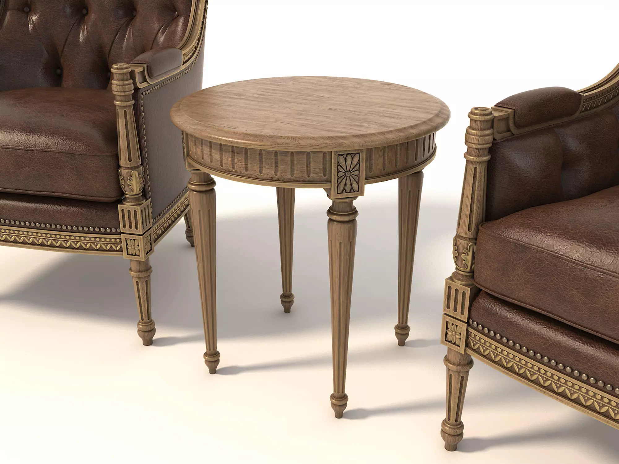 Classic European Style Coffee Table and Armchair 3 3D model_5