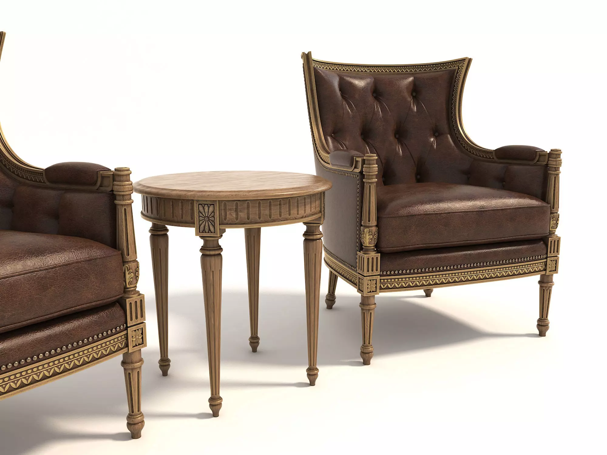 Classic European Style Coffee Table and Armchair 3 3D model_2