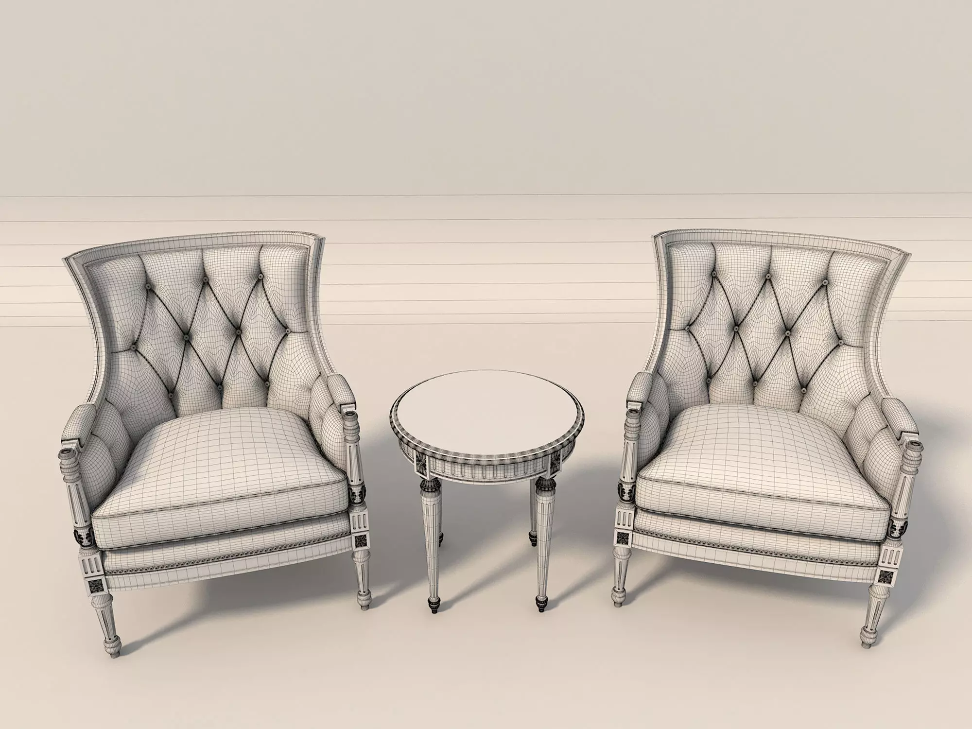 Classic European Style Coffee Table and Armchair 3 3D model_10