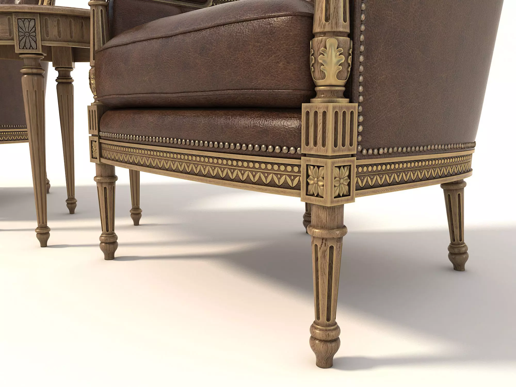 Classic European Style Coffee Table and Armchair 3 3D model_7