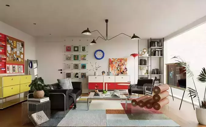 Modern industrial Bauhaus living room