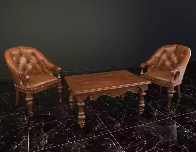 Classic European Style Coffee Table and Armchair 4