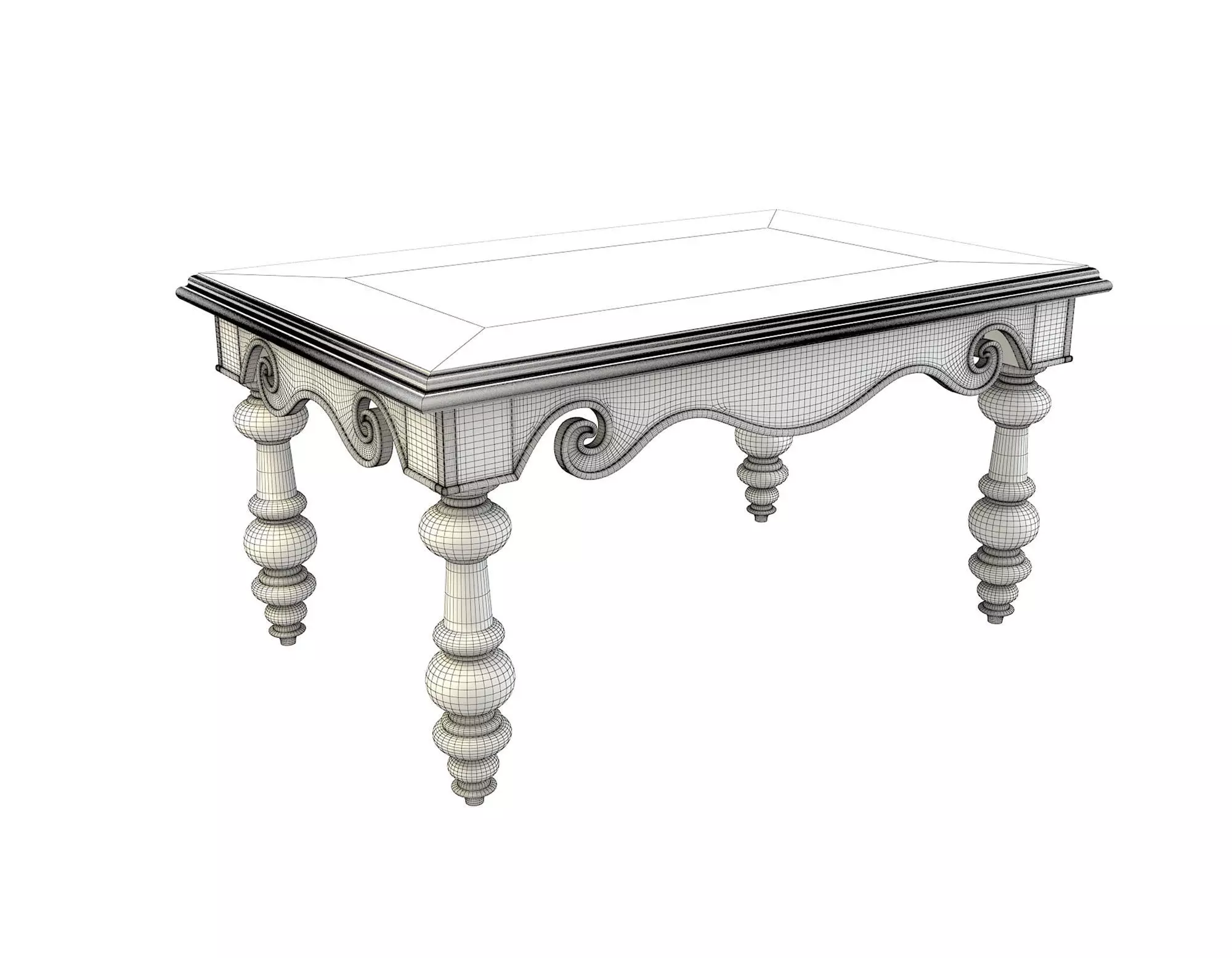 Classic European Style Coffee Table and Armchair 4 3D model_9