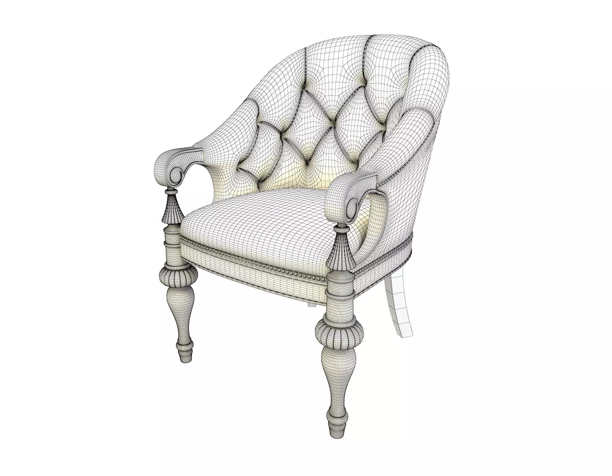 Classic European Style Coffee Table and Armchair 4 3D model_8