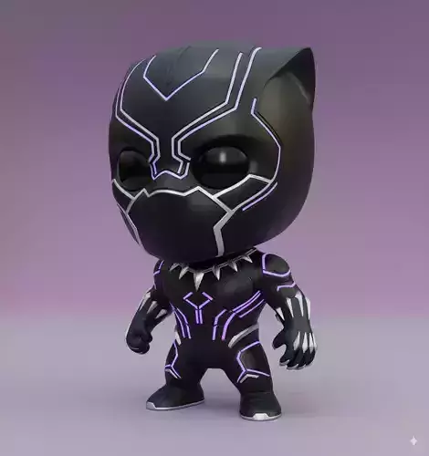 Black Panther Kawaii Collectible 3D Figure Stl