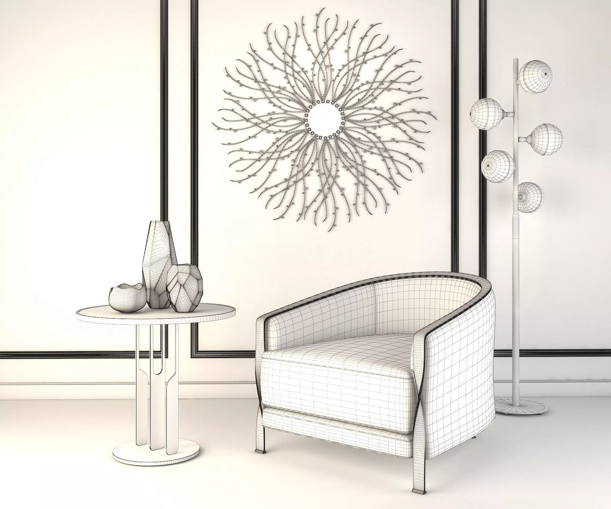 Modern Coffee Table and Armchair Set 3D model_9