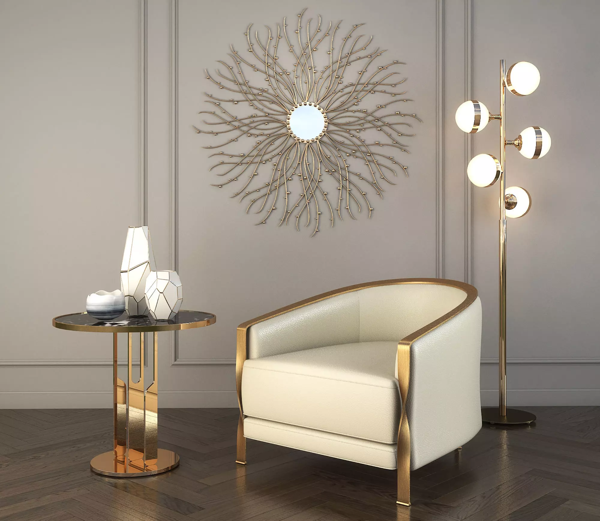 Modern Coffee Table and Armchair Set 3D model_0