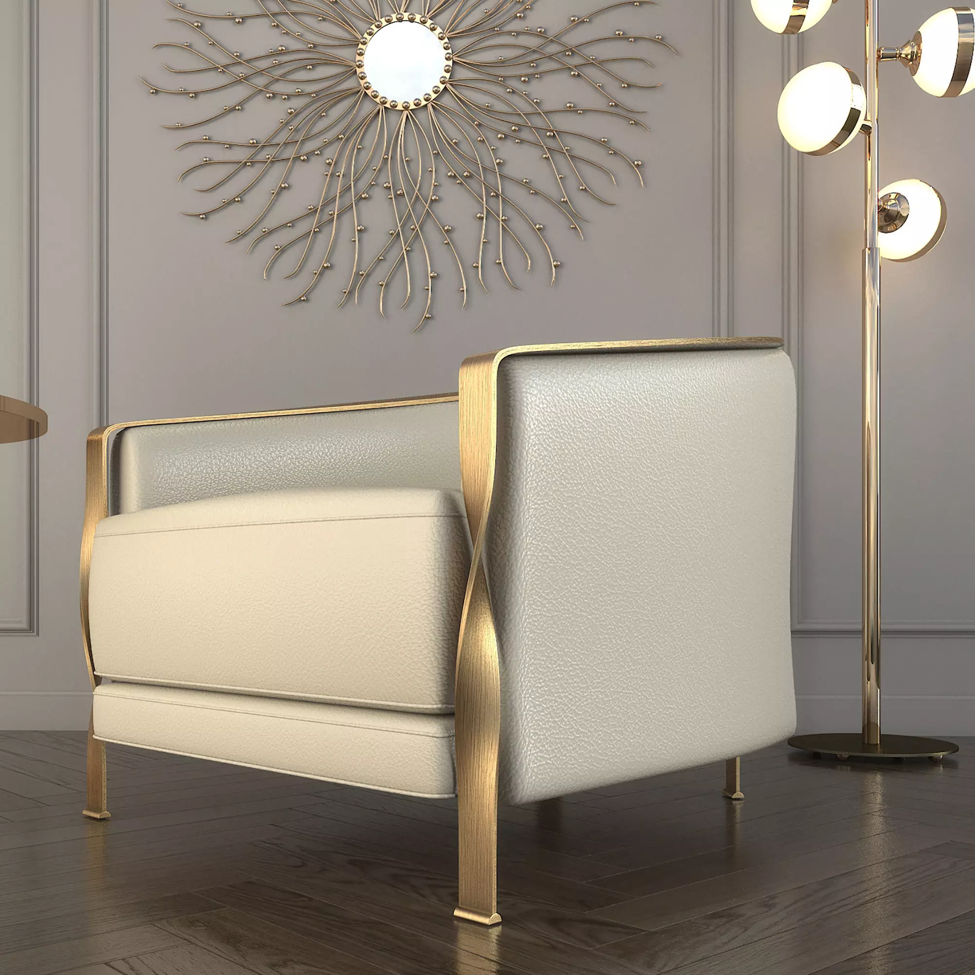 Modern Coffee Table and Armchair Set 3D model_7