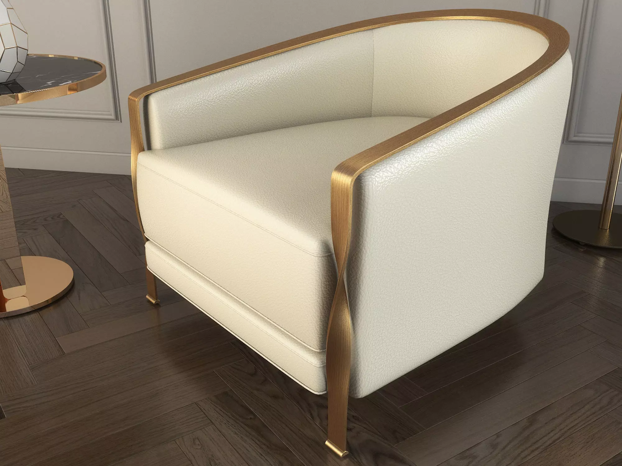 Modern Coffee Table and Armchair Set 3D model_3