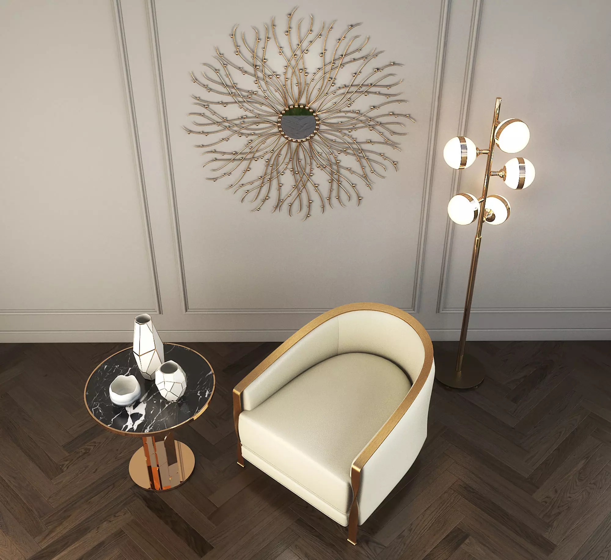 Modern Coffee Table and Armchair Set 3D model_1