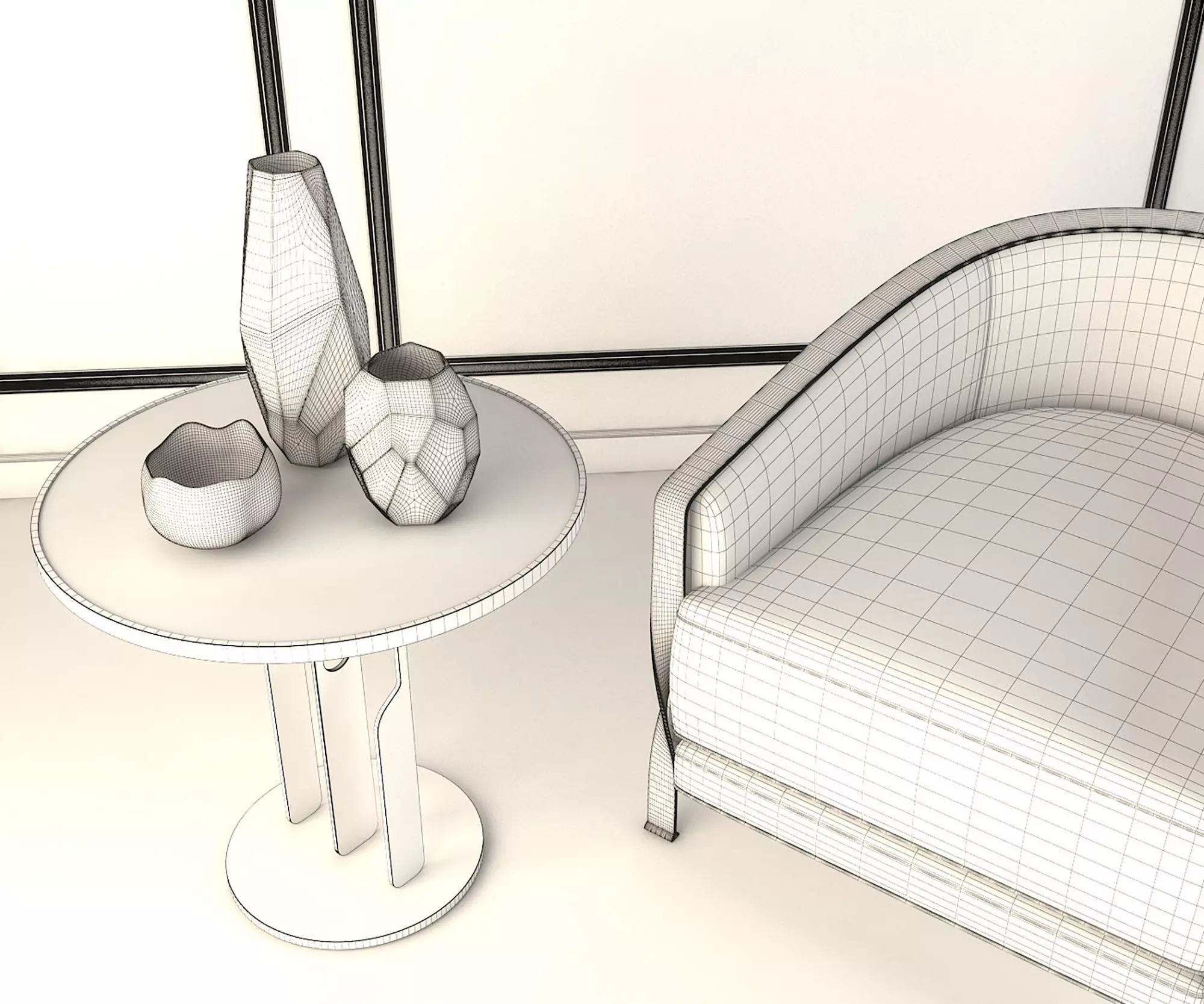 Modern Coffee Table and Armchair Set 3D model_10