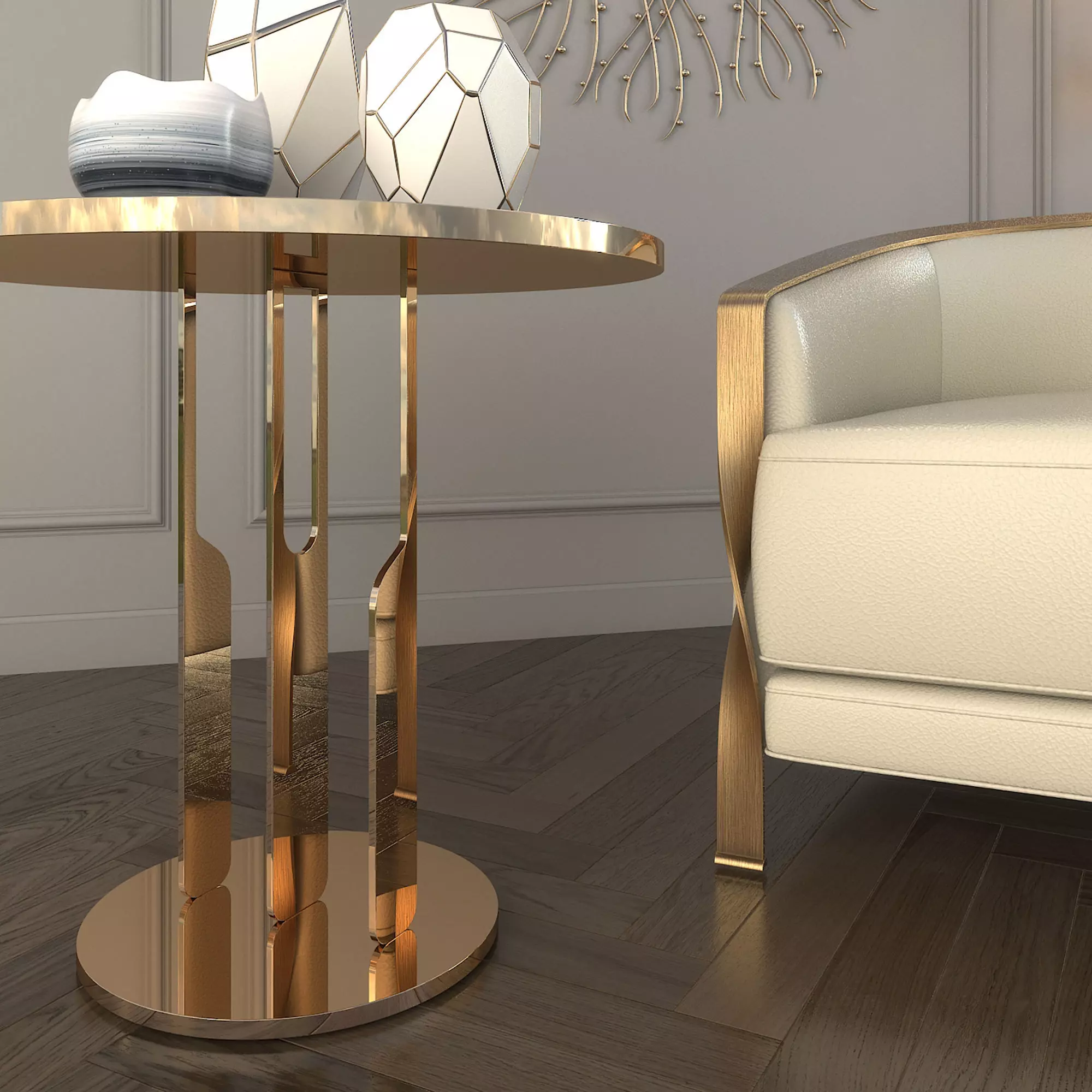 Modern Coffee Table and Armchair Set 3D model_6