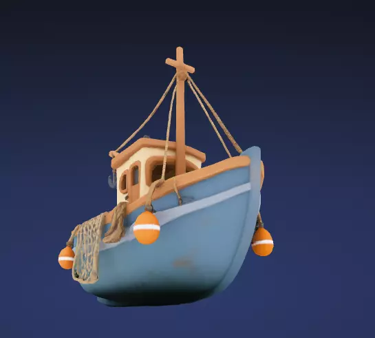Stylized Classic Fishing Trawler Watercraft - ship 3D Model Low-poly 3D model_8