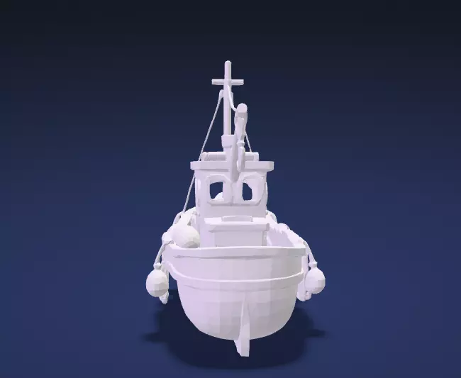 Stylized Classic Fishing Trawler Watercraft - ship 3D Model Low-poly 3D model_6