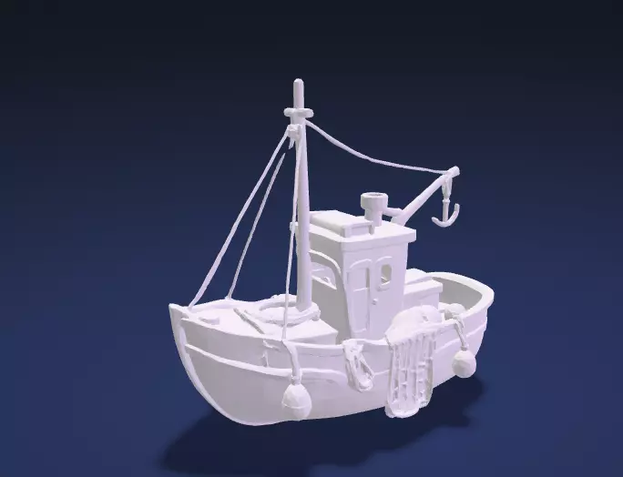 Stylized Classic Fishing Trawler Watercraft - ship 3D Model Low-poly 3D model_4