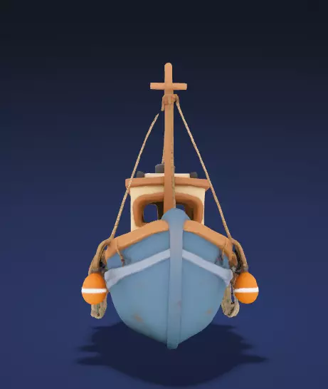 Stylized Classic Fishing Trawler Watercraft - ship 3D Model Low-poly 3D model_2