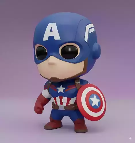 Captain America Kawaii Collectible 3D Figure Stl