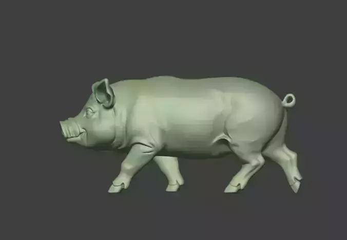 A 3D model of a strong boar  a pig sculpture 