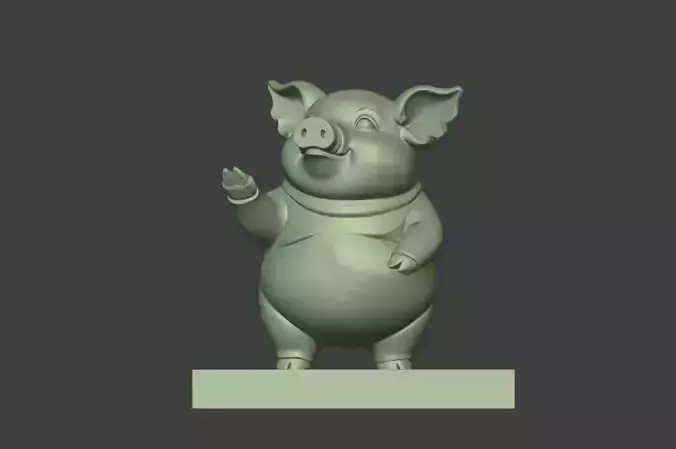 Cute cartoon pig sculpture welcoming guests 