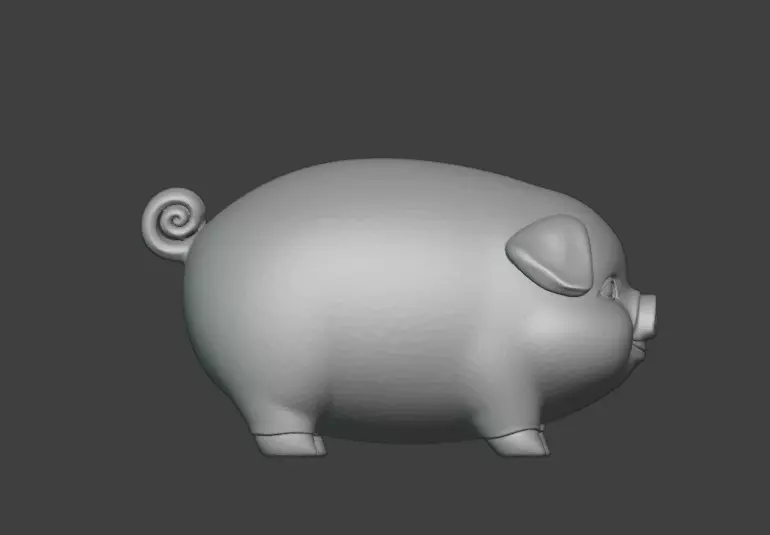 A cute 3D cartoon sculpture of a little pig 3D print model_2