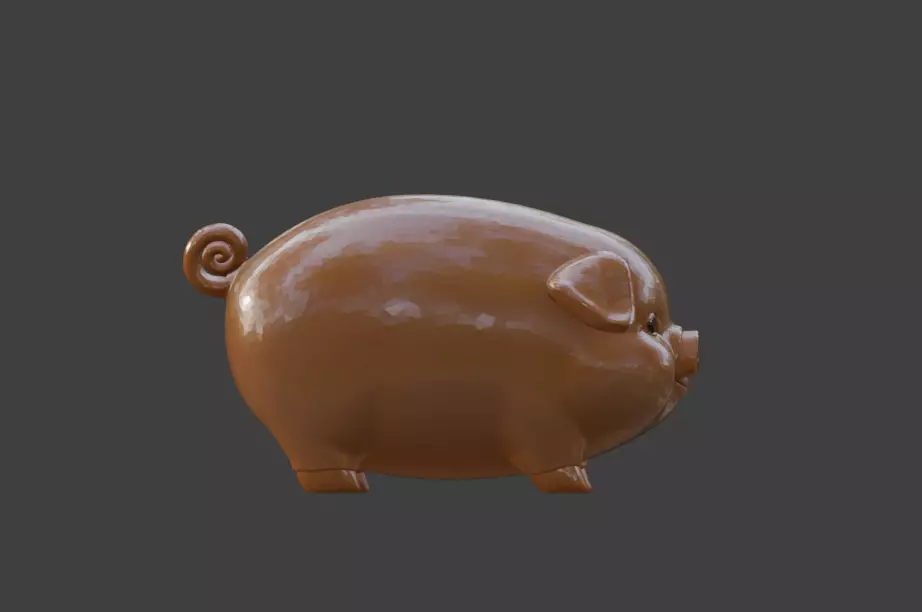 A cute 3D cartoon sculpture of a little pig 3D print model_8