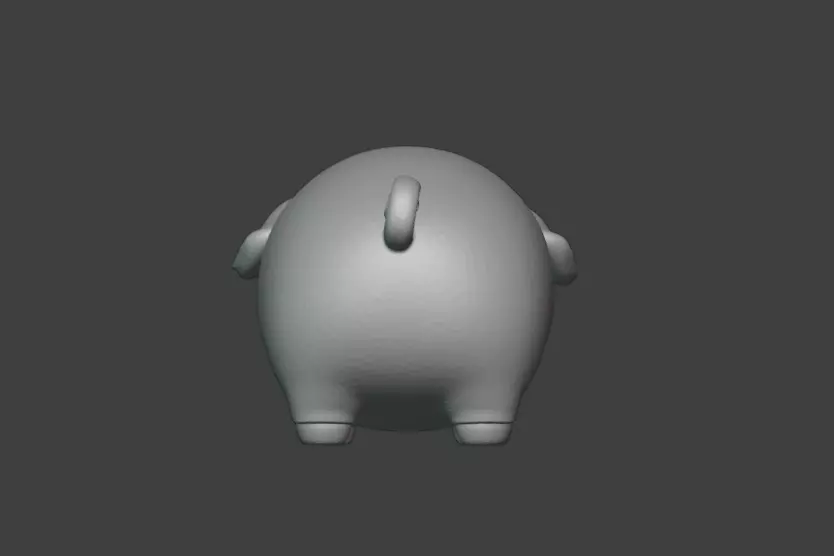 A cute 3D cartoon sculpture of a little pig 3D print model_4