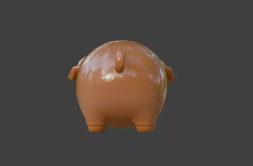 A cute 3D cartoon sculpture of a little pig 3D print model_7
