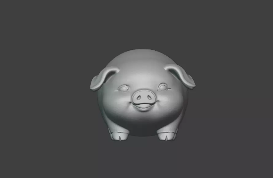 A cute 3D cartoon sculpture of a little pig 3D print model_9