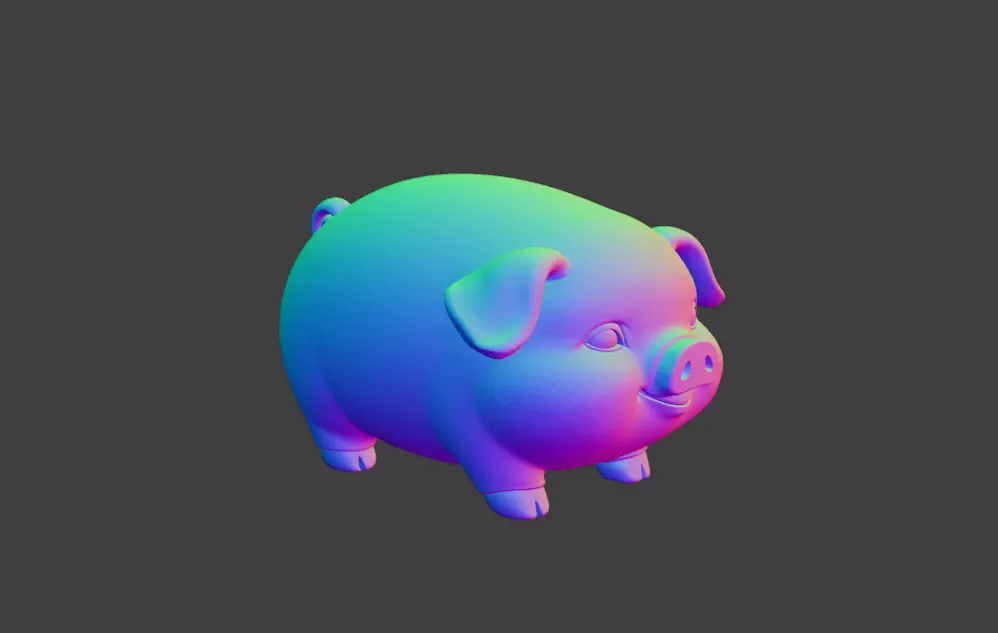 A cute 3D cartoon sculpture of a little pig 3D print model_0