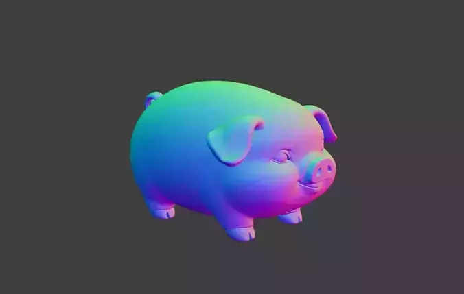 A cute 3D cartoon sculpture of a little pig