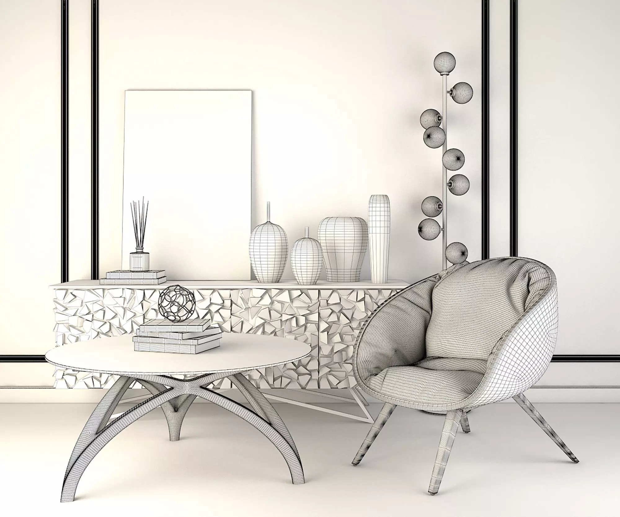 Modern Coffee Table and Armchair Set 2 3D model_8