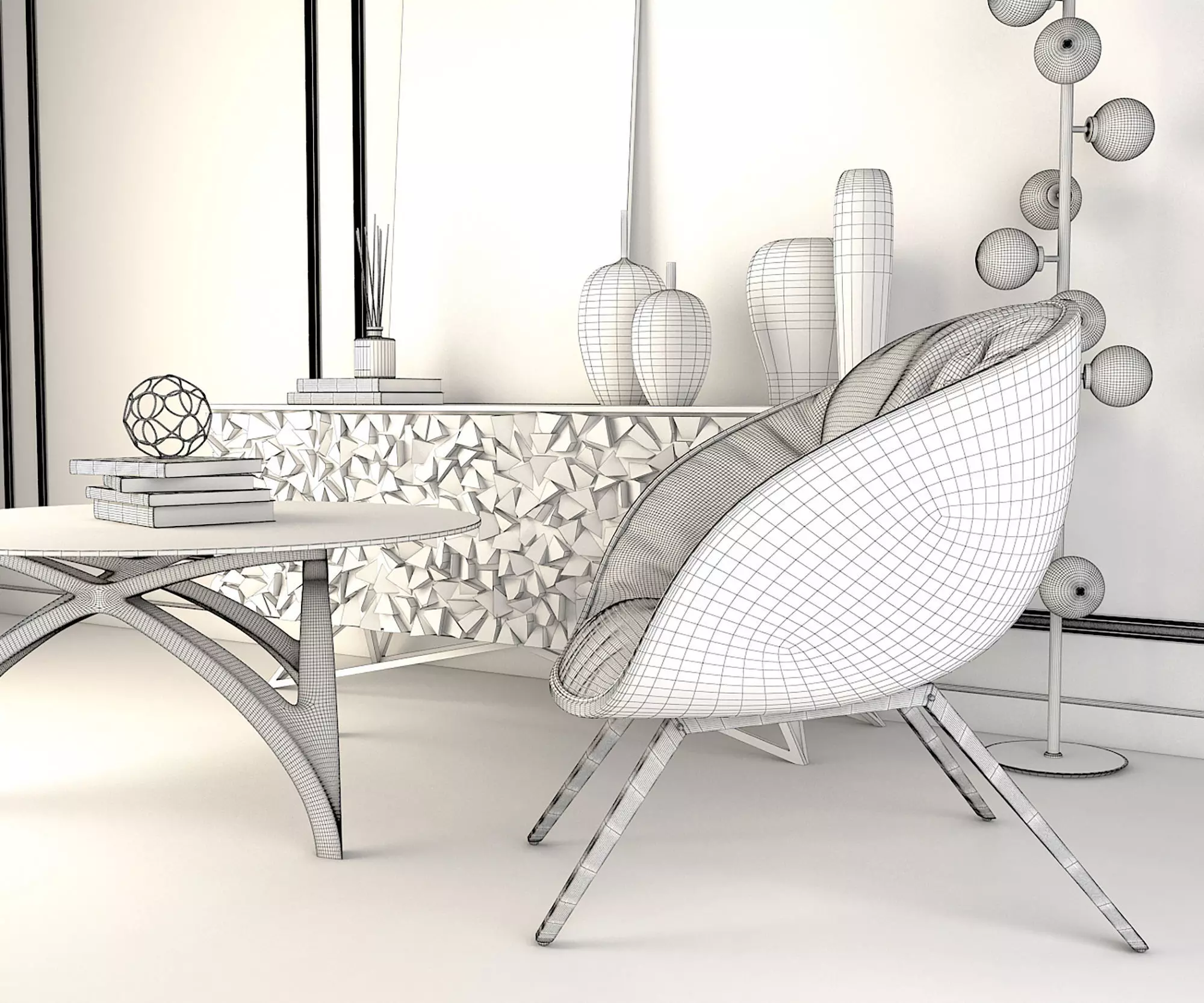 Modern Coffee Table and Armchair Set 2 3D model_9
